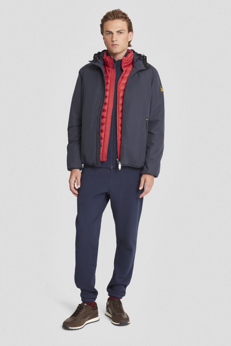 giacca imbottita uomo blu con cappuccio